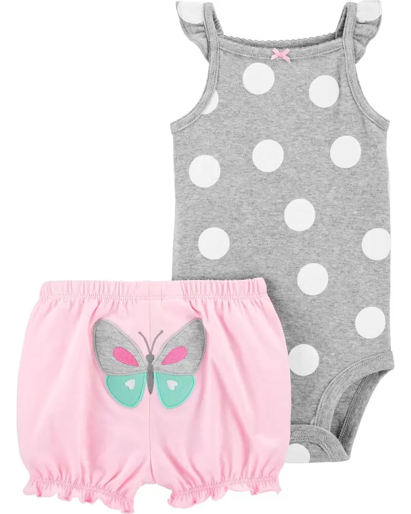 2-Piece Carter's Polka Dot Bodysuit Short Set - IBIS Kids