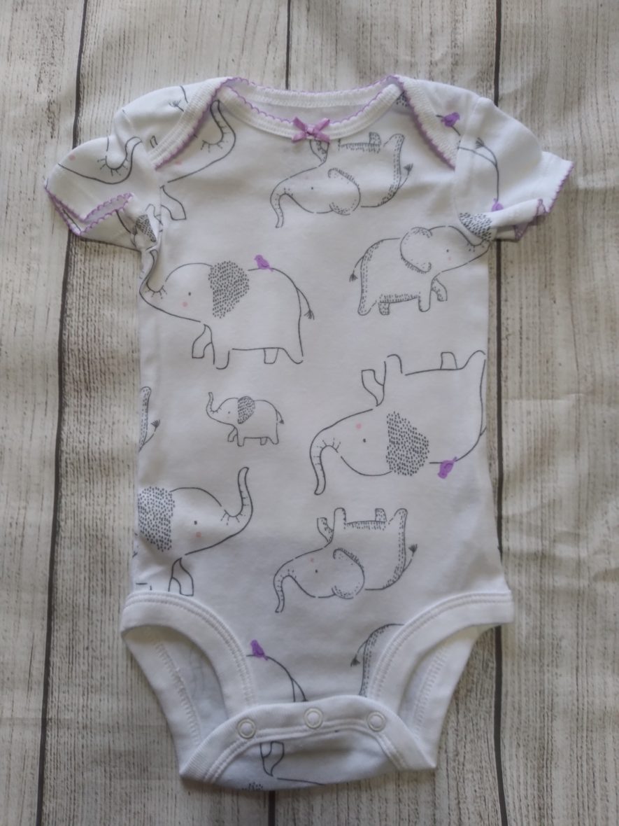 Carter’s Baby Girl Onesie – White All Over Elephant