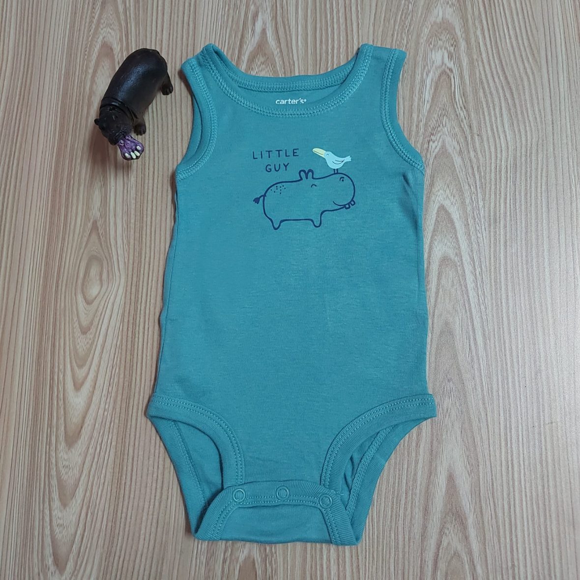 Carter’s Baby Boy Sleeveless Onesie – Teal/ Hippo