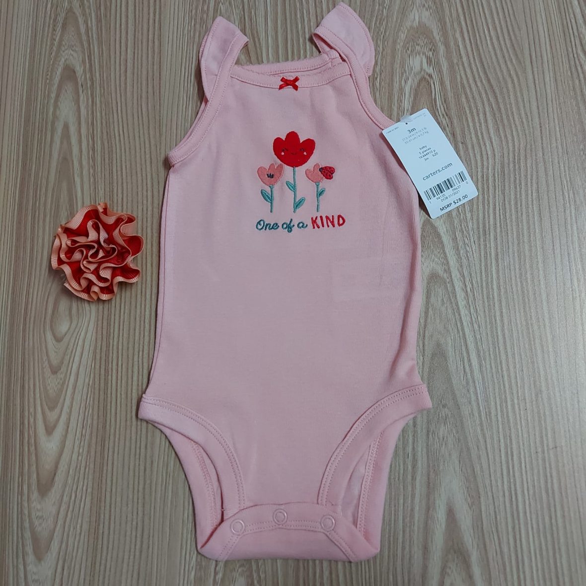 Carter’s Baby Girl Sleeveless Onesie – Pink/Flowers