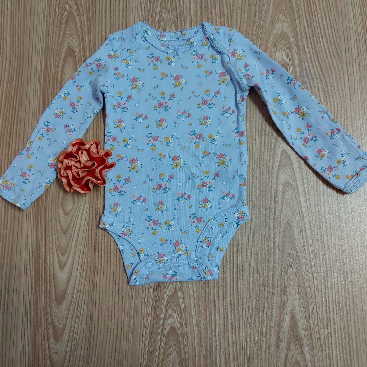 Carter’s Baby Girl Long Sleeve Onesie – Blue/Floral