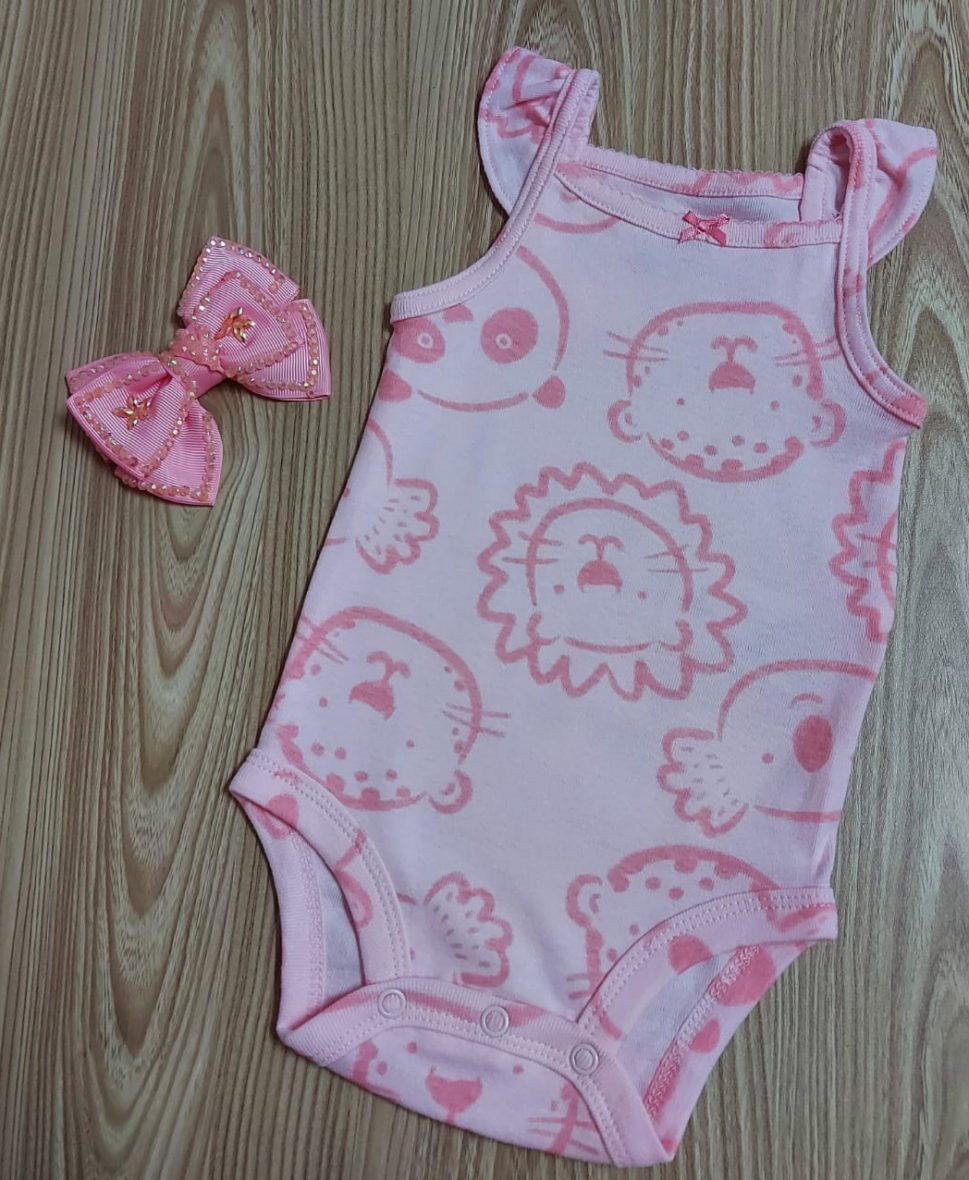 Carter’s Baby Girl Sleeveless Onesie – Pink All Over Animals