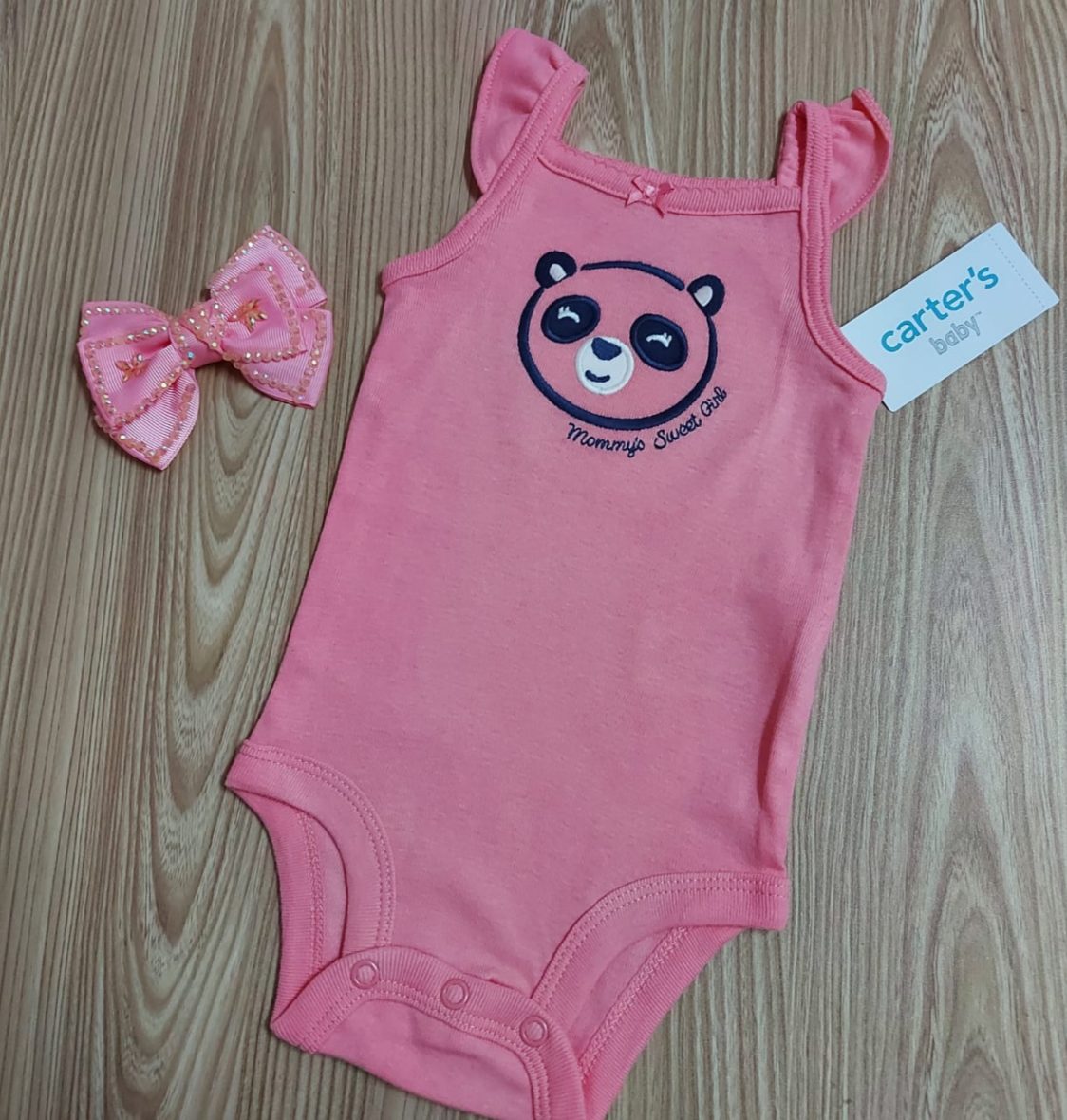 Carter’s Baby Girl Sleeveless Onesie – Pink/Panda