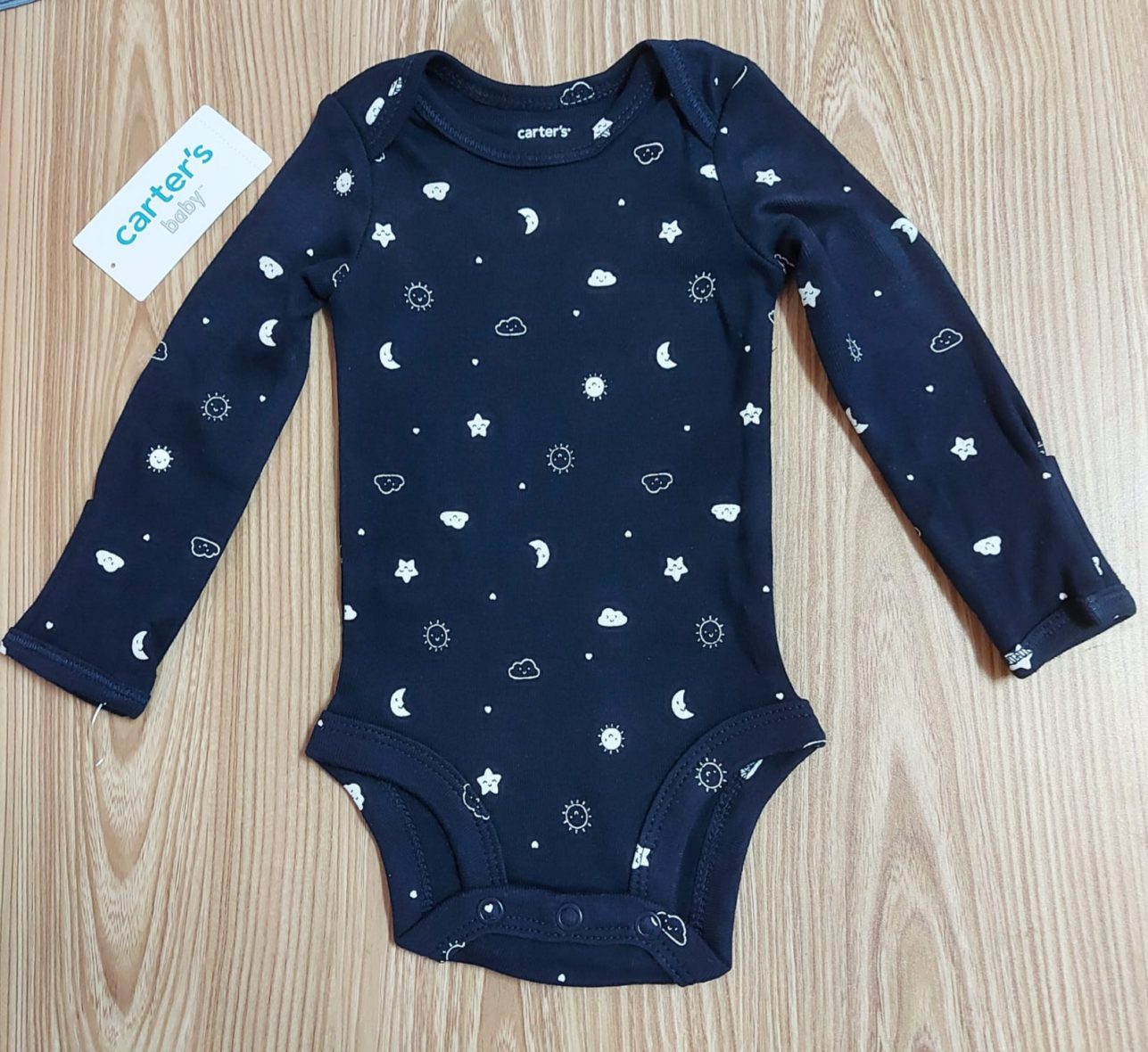 Carter’s Baby Boy Long Sleeve Onesie – Navy Moon & Stars