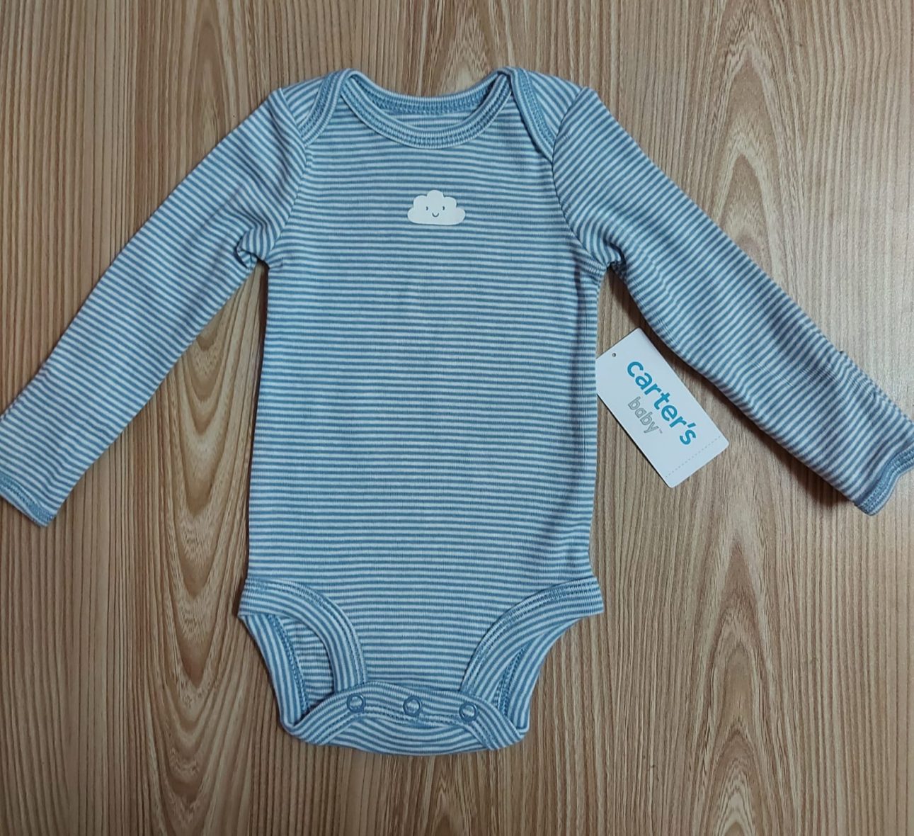 Carter’s Baby Boy Long Sleeve Onesie – Blue Stripe