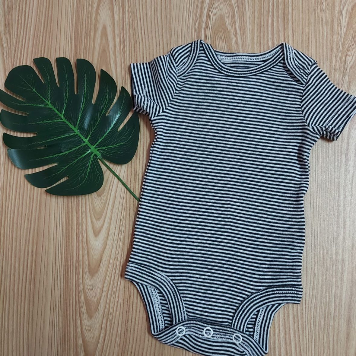 Carter’s Unisex Short Sleeve Onesie – Black Stripe