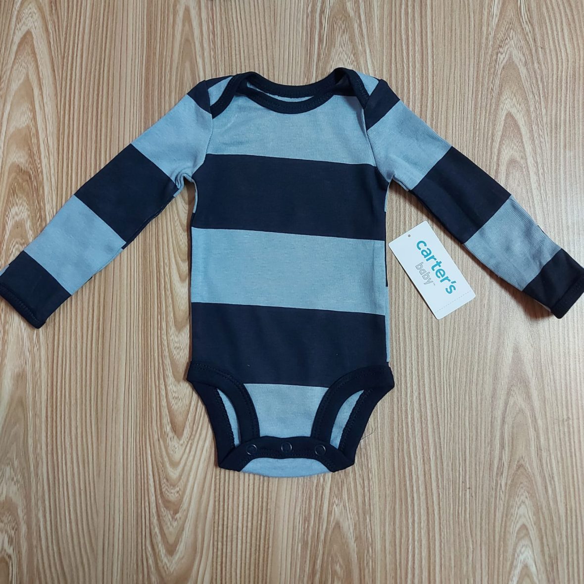 Carter’s Baby Boy Long Sleeve Onesie – Navy Stripe