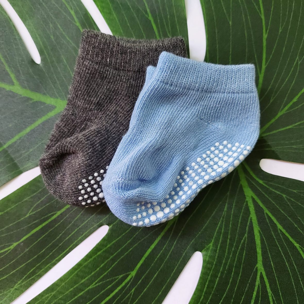 Mini Angels Baby Boys Socks 0 – 6 Months – 2 Pairs Grey/Baby Blue
