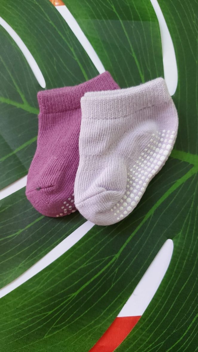 Mini Angels Baby Girls Socks 0 – 6 Months – 2 Pairs Lilac/Plum