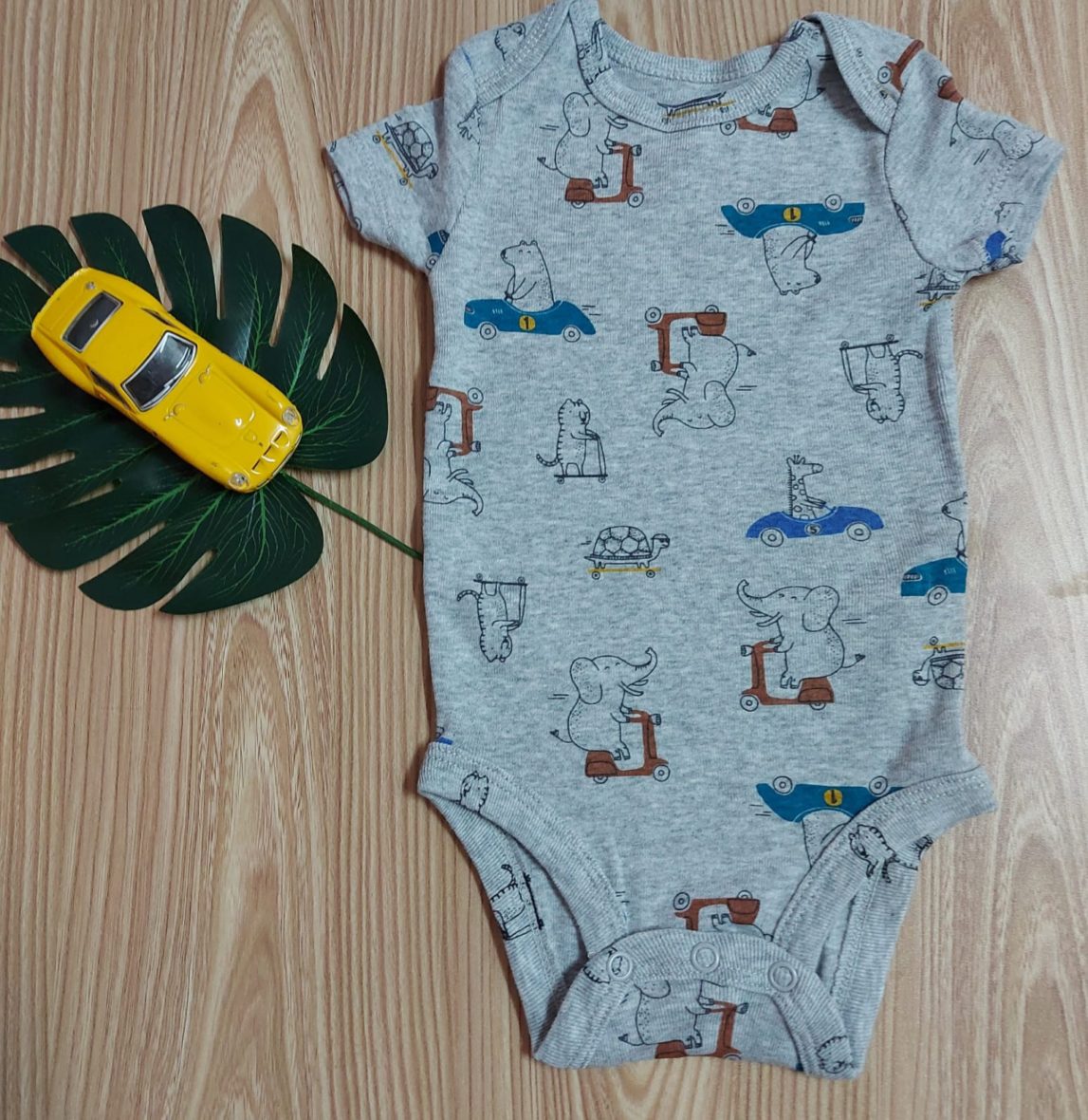 Carter’s Baby Boy Original Short Sleeve Onesie – Grey/Cars