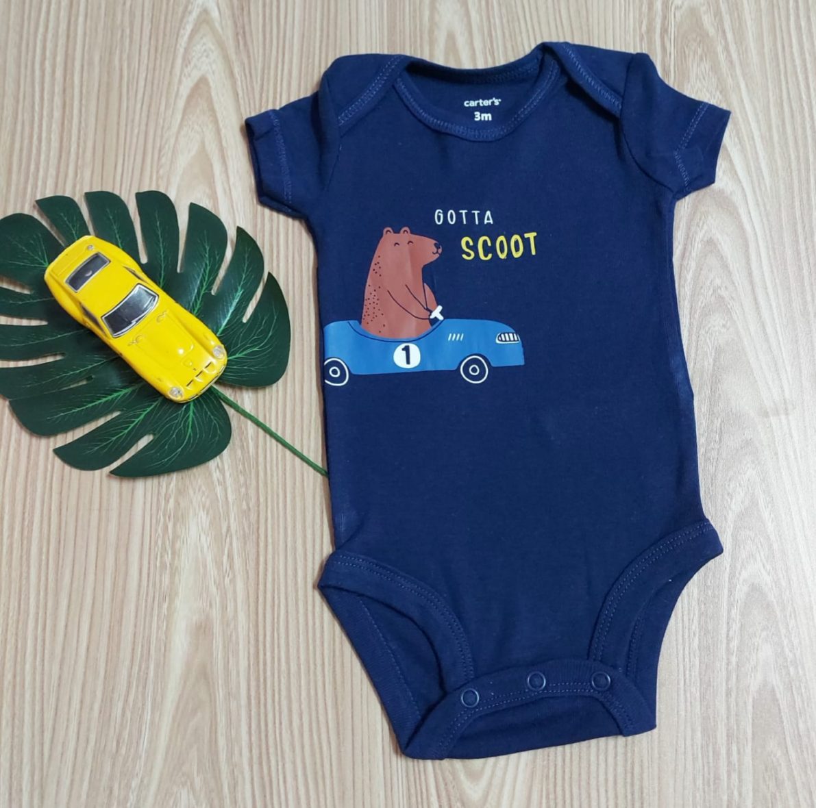 Carter’s Baby Boy Original Short Sleeve Onesie – Navy/Bear