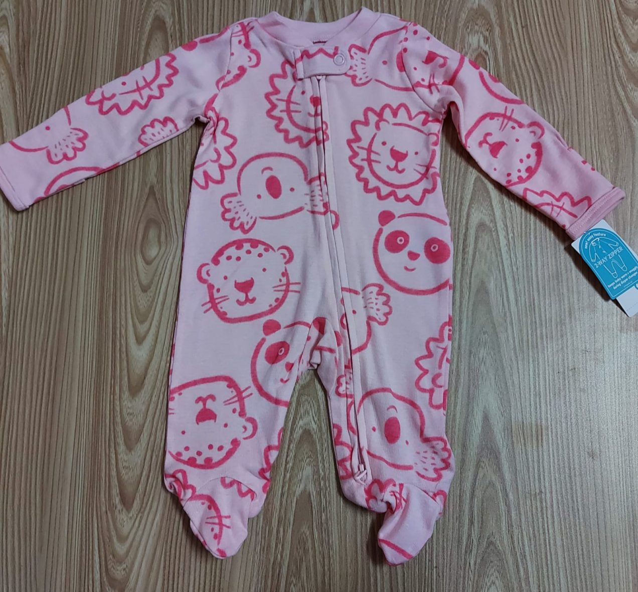 Carter’s Baby Girl Pink Animals Zip Up Sleep & Play Bodysuit