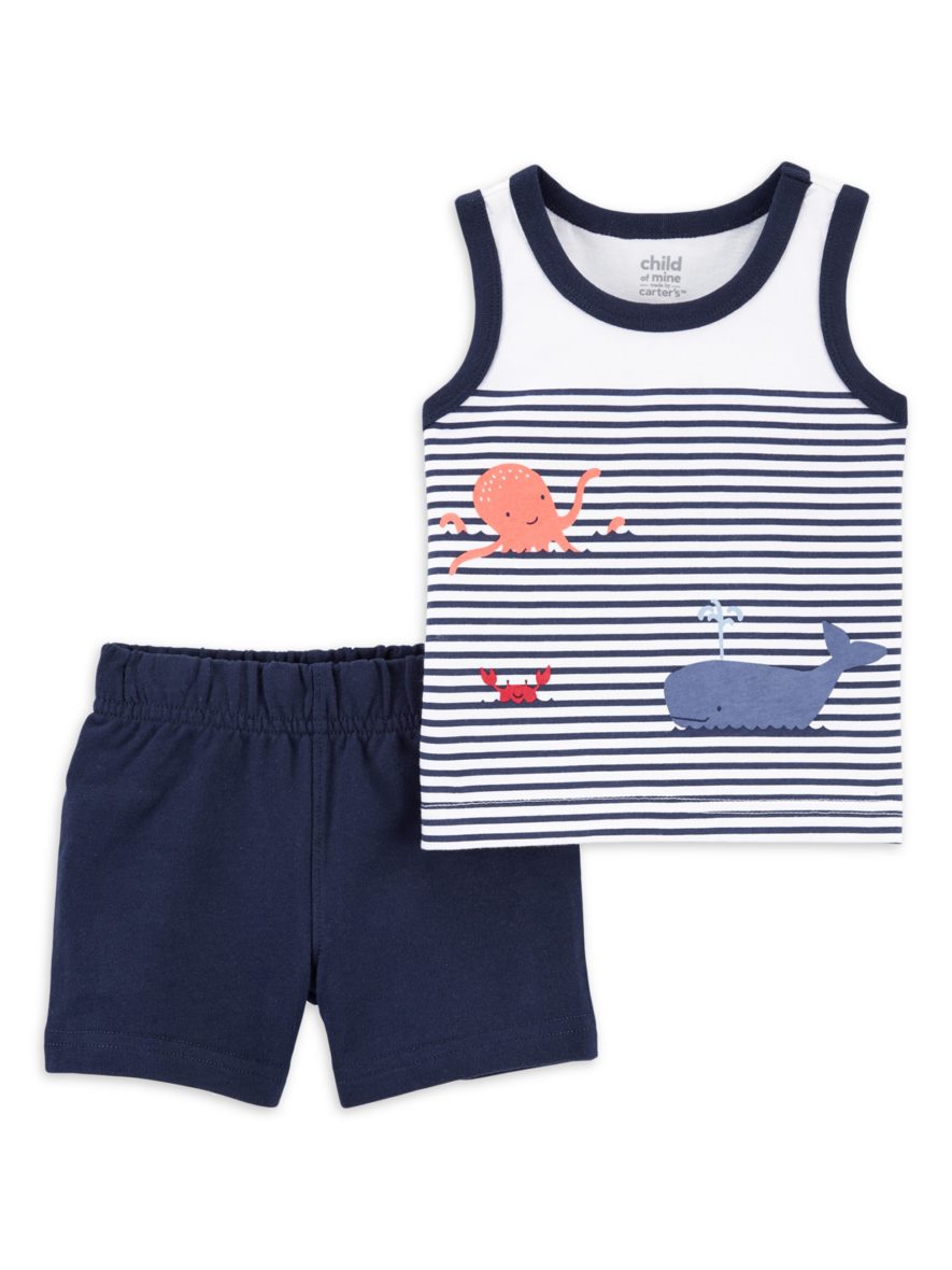 Child of Mine By Carter’s Baby Boy Sleeveless Shirt & Shorts Set – Navy Stripe