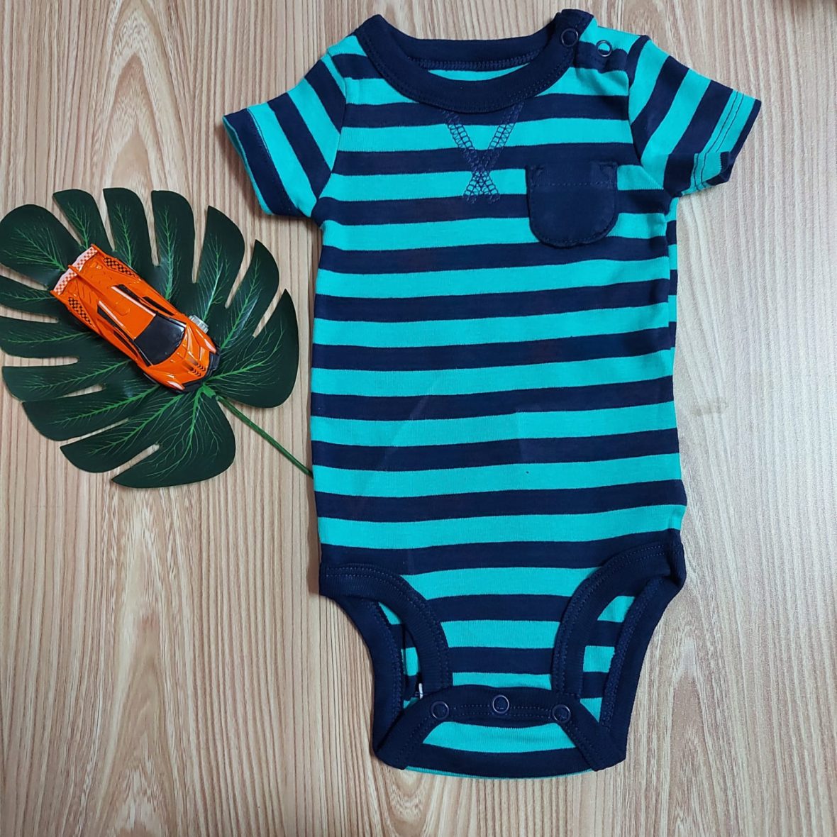 Simple Joy By Carter’s Baby Boy Onesie – Teal/Blue Stripes