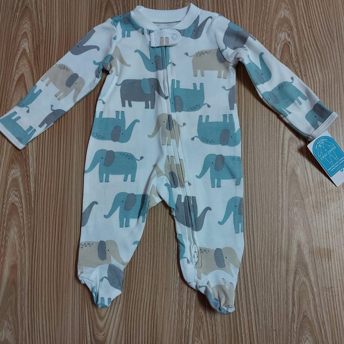 Carter’s Baby Boy White Animals Zip Up Sleep & Play Bodysuit