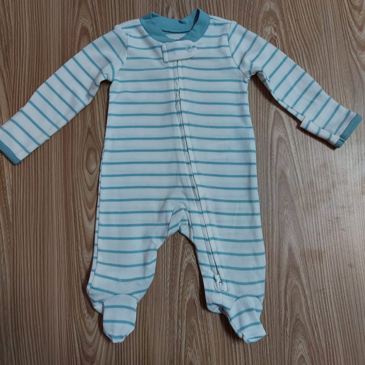 Carter’s Baby Boy Mint Strip Zip Up Sleep & Play Bodysuit