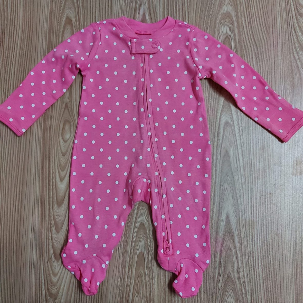 Carter’s Baby Girl Pink Polka Dot Zip Up Sleep & Play Bodysuit
