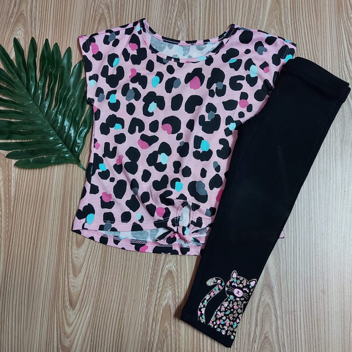 Children’s Place Toddler Girls 2-Piece Set – Pink Top/Black Leggings