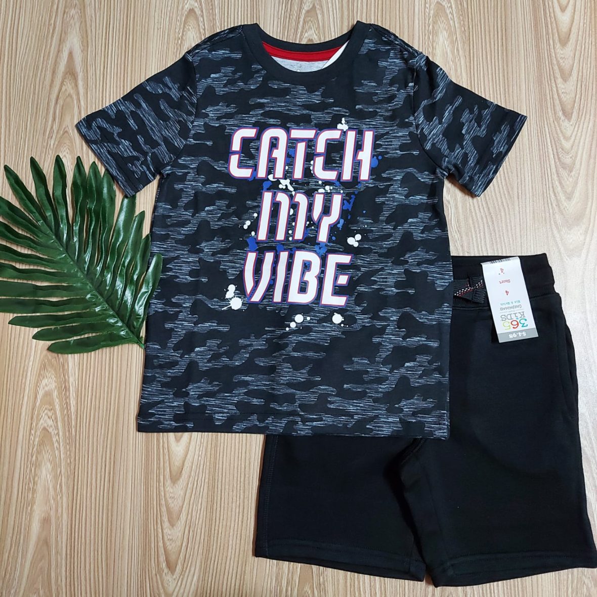 365 Garanimals Boys 2 – Piece Shorts Set – Catch My Vibe/Black Shorts