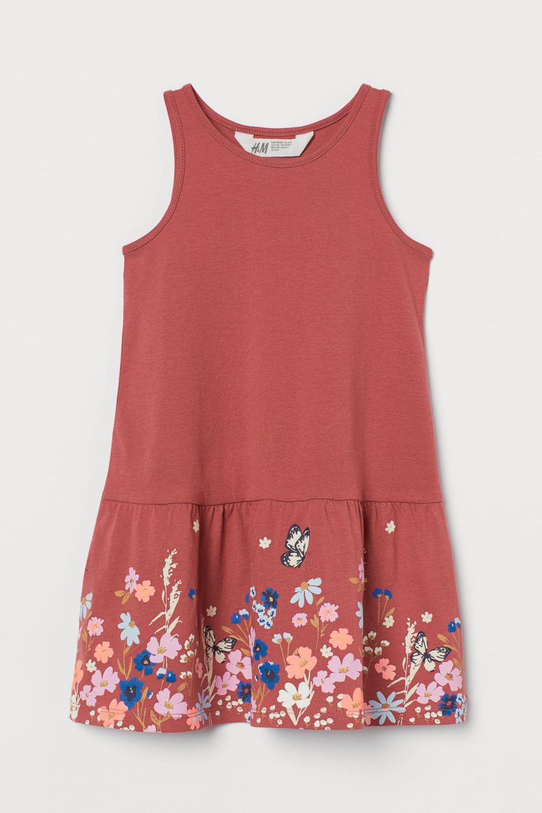 H & M Toddler Girls & Girls Patterned Jersey Dress – Light Marsala/ Floral