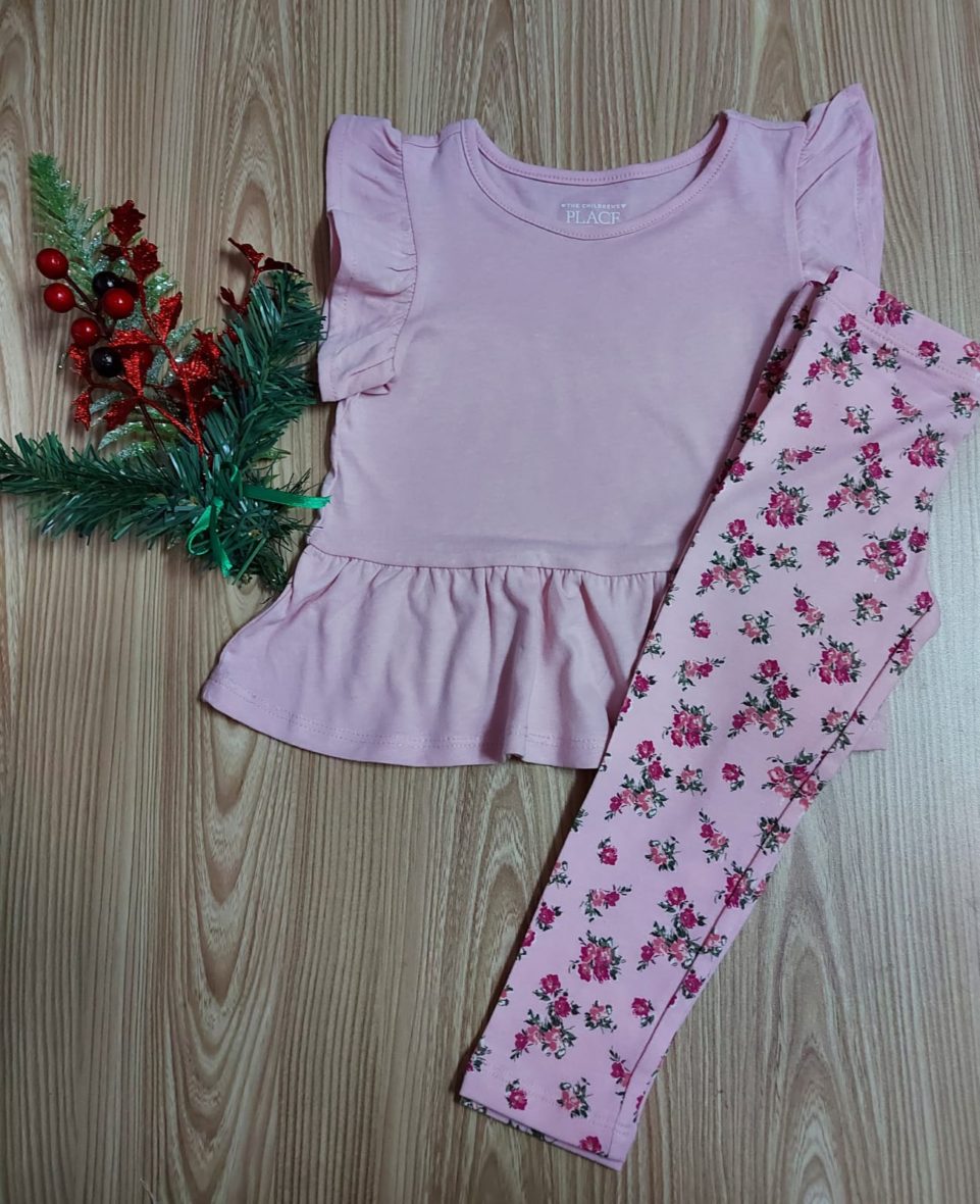 Children’s Place Baby Girls Pink Floral 2 – Piece Legging Set