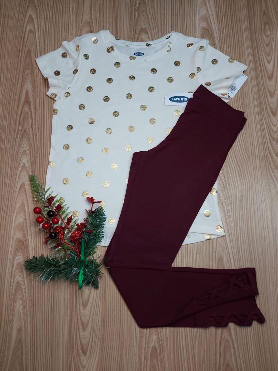 Old Navy Girls Gold Smiley 2 – Piece Set