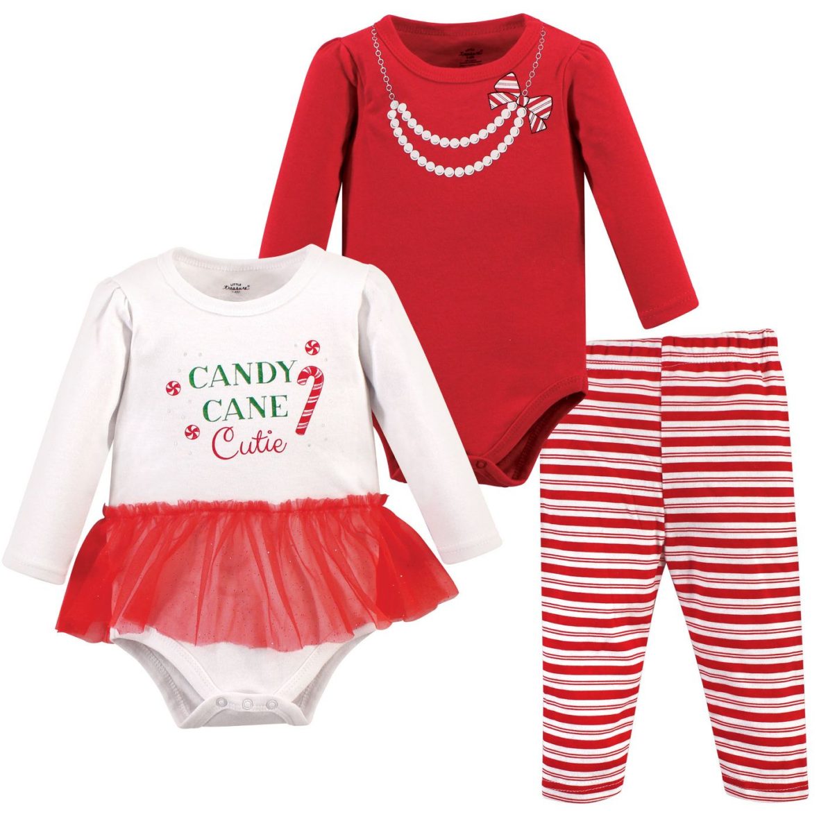 Baby Girl Christmas Candy Cane Bodysuit & Pants Set