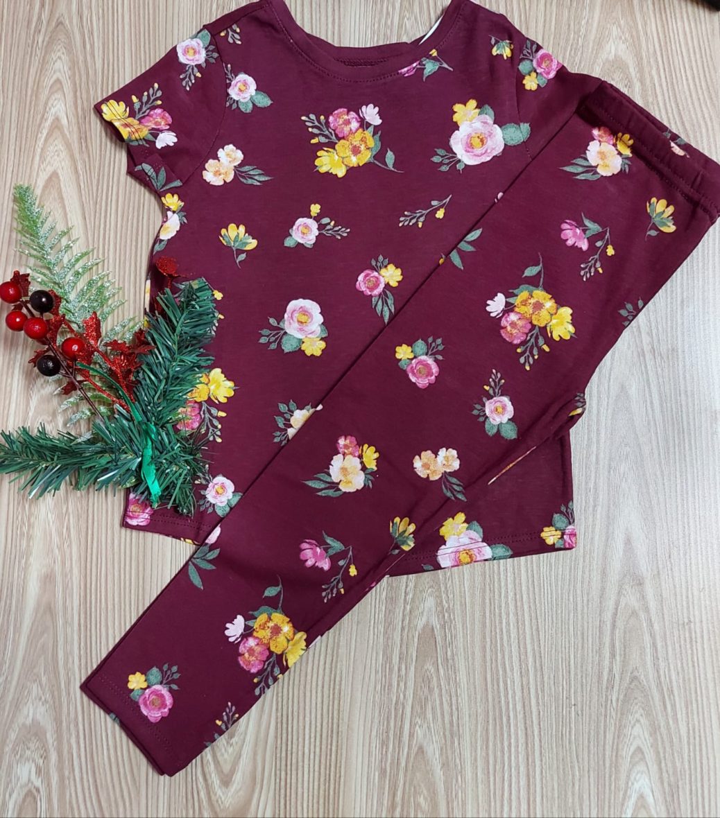 Garanimals Toddler Girls Floral Burgundy Leggings Set