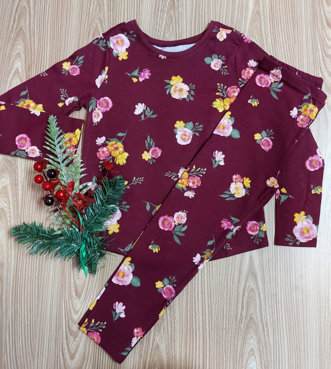 Garanimals Toddler Girls Floral Burgundy Long Sleeve Leggings Set – 4T