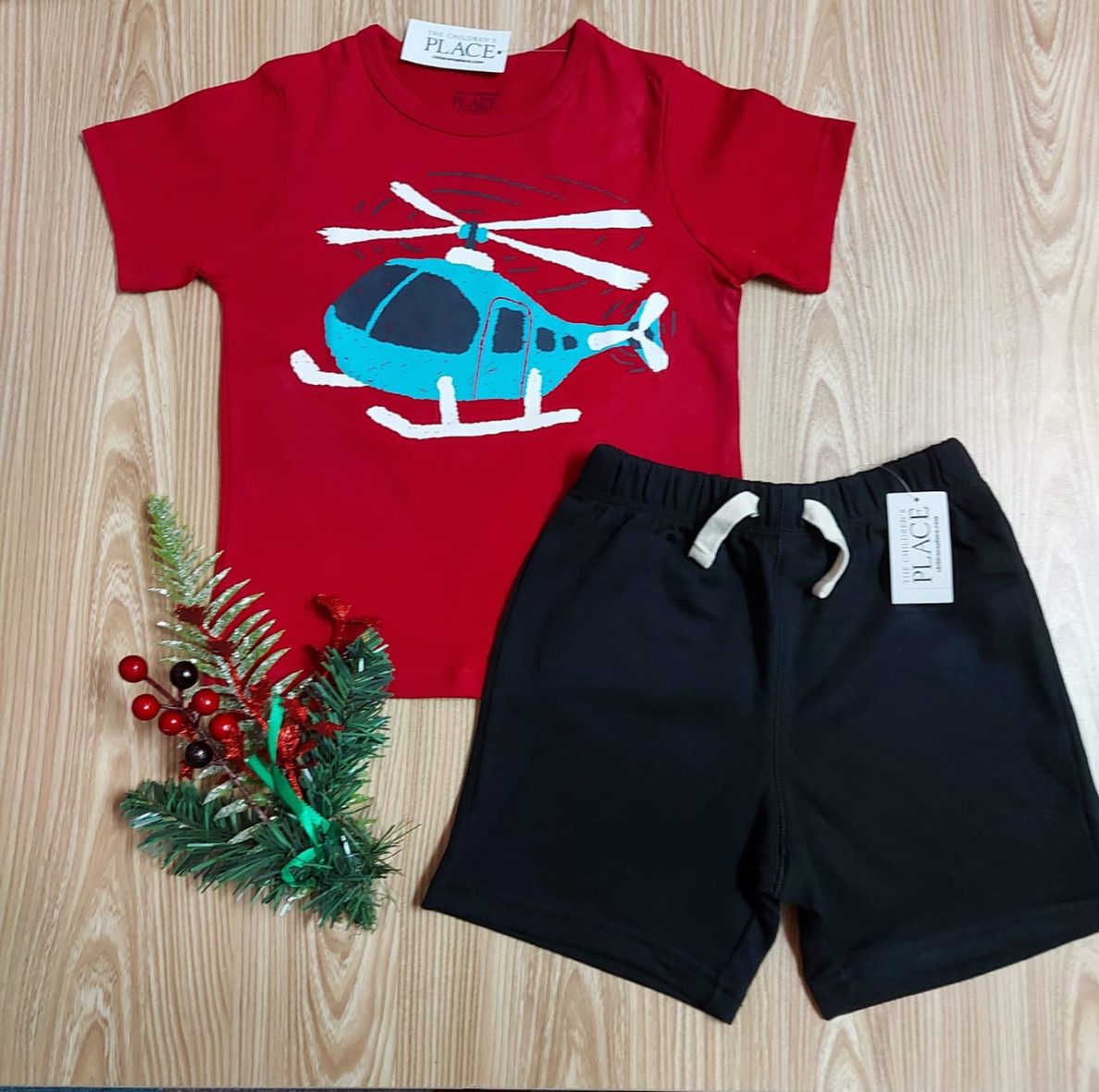 Children’s Place Toddler Boy Helicopter Graphic Tee & Shorts Set