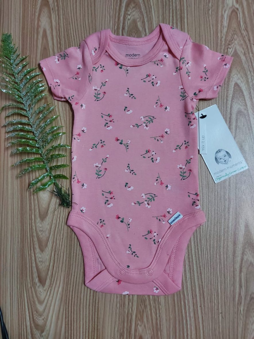 Modern Moments By Gerber Baby Girl Onesie – Pink Flowers