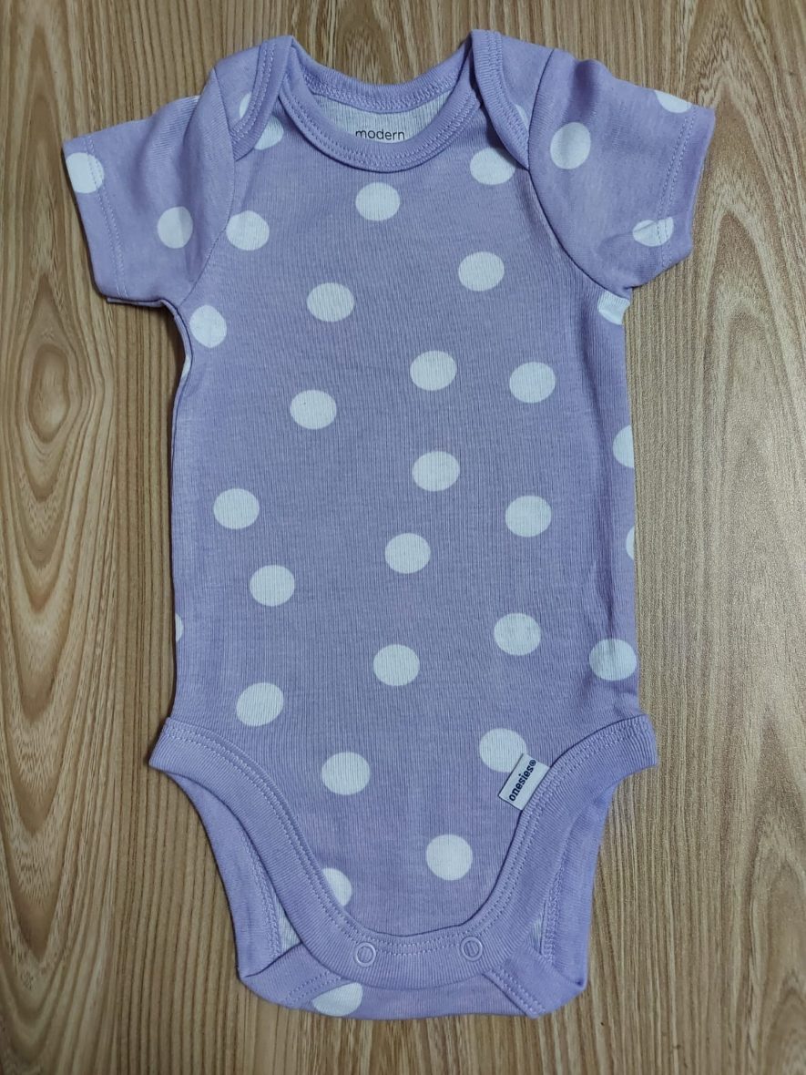 Modern Moments By Gerber Baby Girl Onesie – Purple Polka Dots