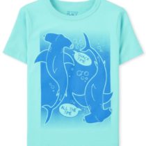 Children's Place Toddler Boys Shark Tee Neon Aqua flow