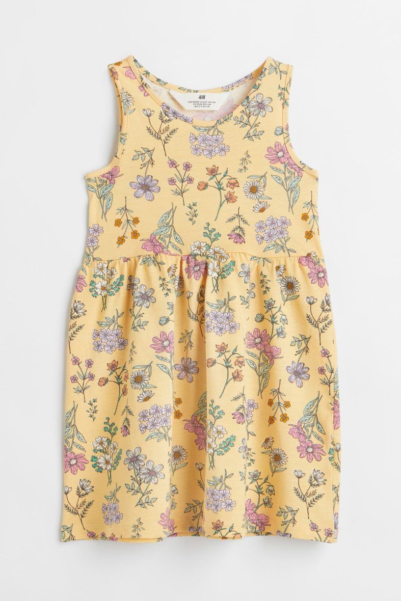 H & M Toddler Girls & Girls Patterned Jersey Dress – Yellow/Floral