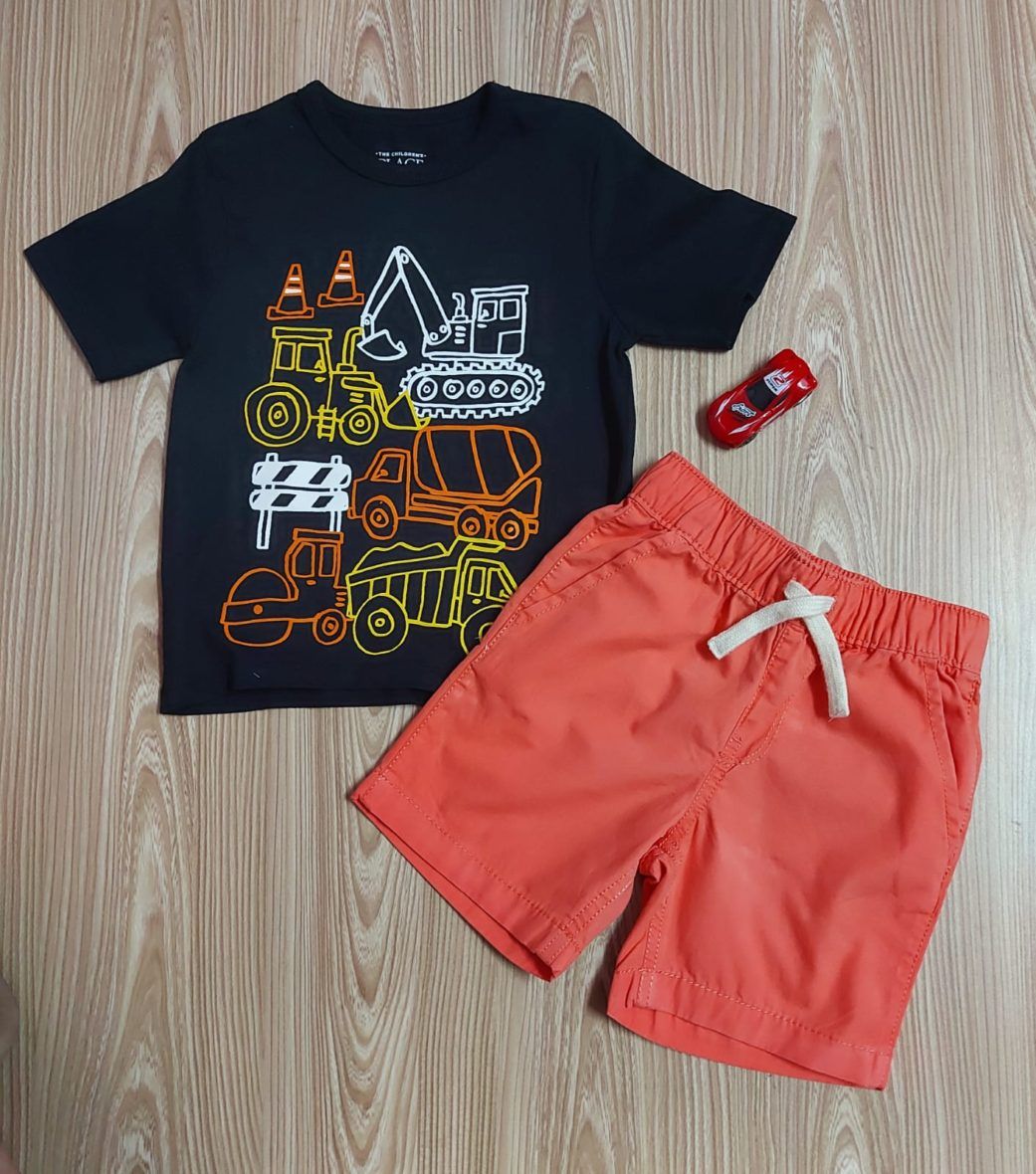 Children’s Place Toddler Boys Construction Tee & Shorts 2 – Piece Set