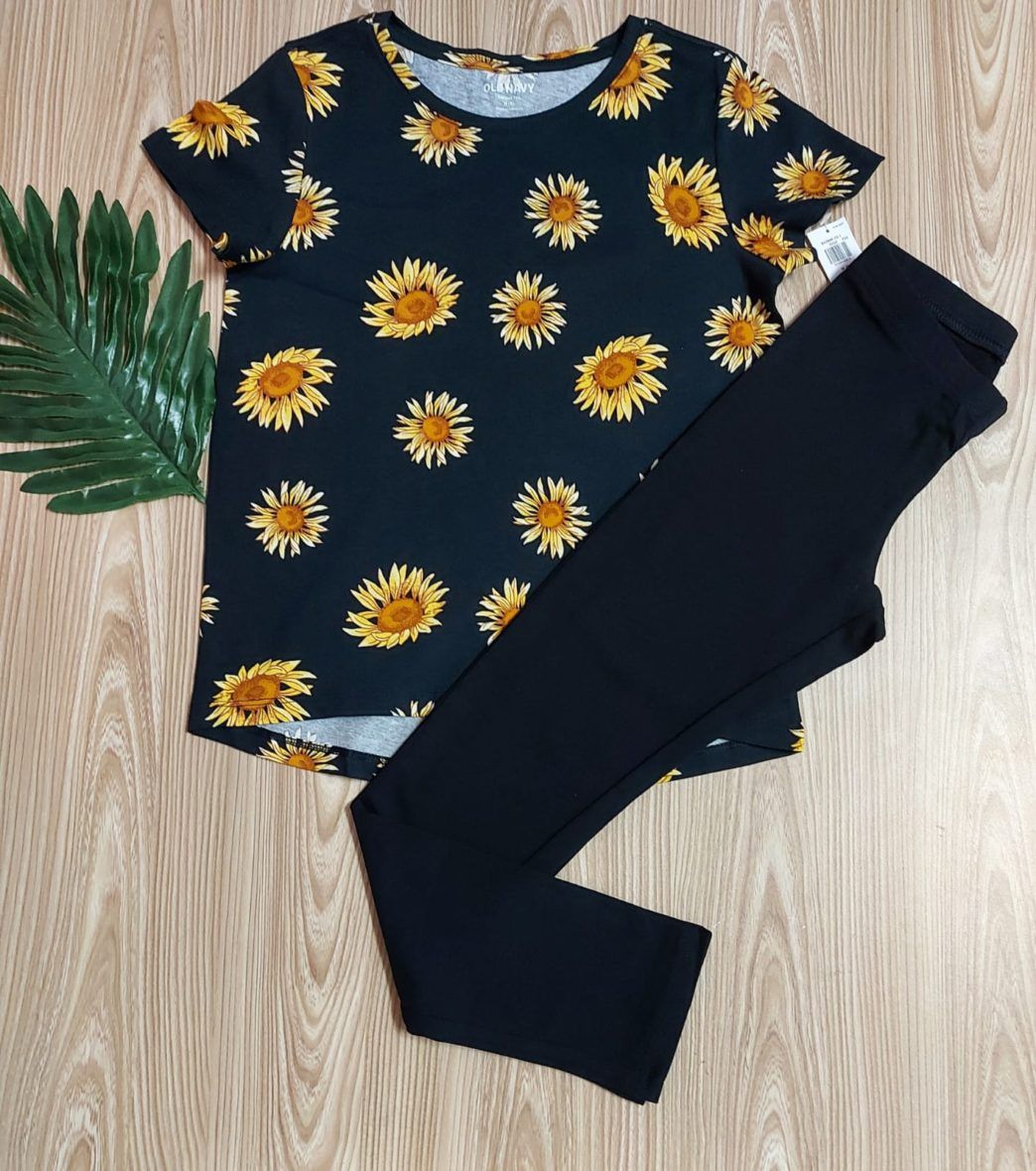 Old Navy Girls Sunflower Leggings Set