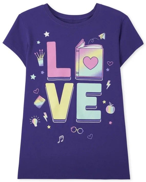 Children's Place Girls Purple Love Graphic Tee - IBIS Kids