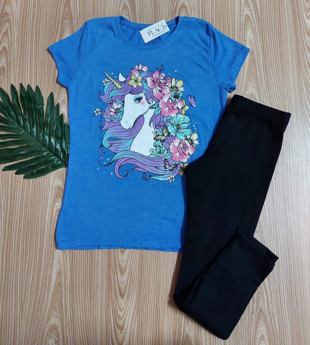 Children’s Place Girls Unicorn Tee & Leggings 2 – Piece