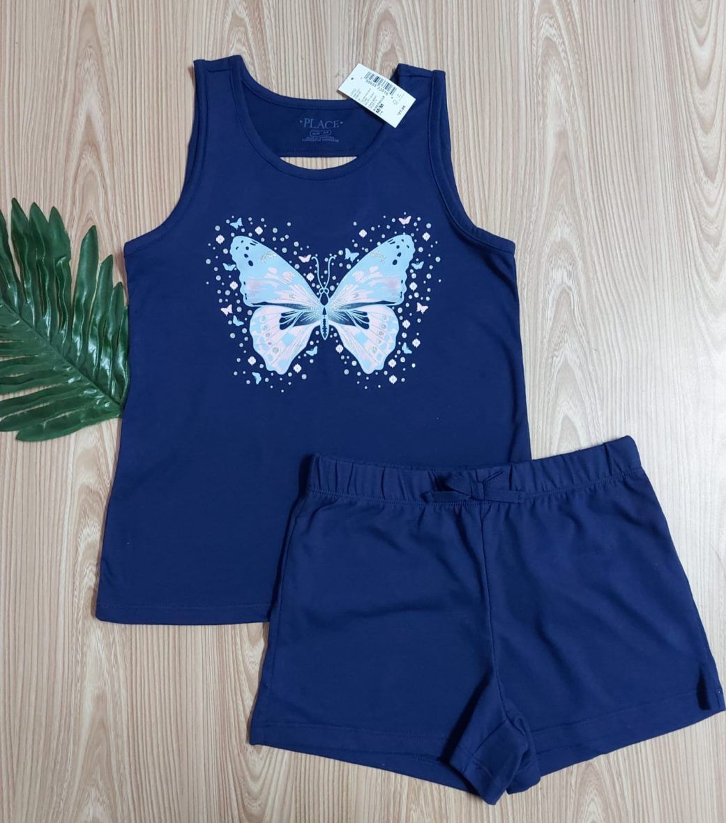 Children’s Place Girls Butterfly Tank Top & Shorts Set