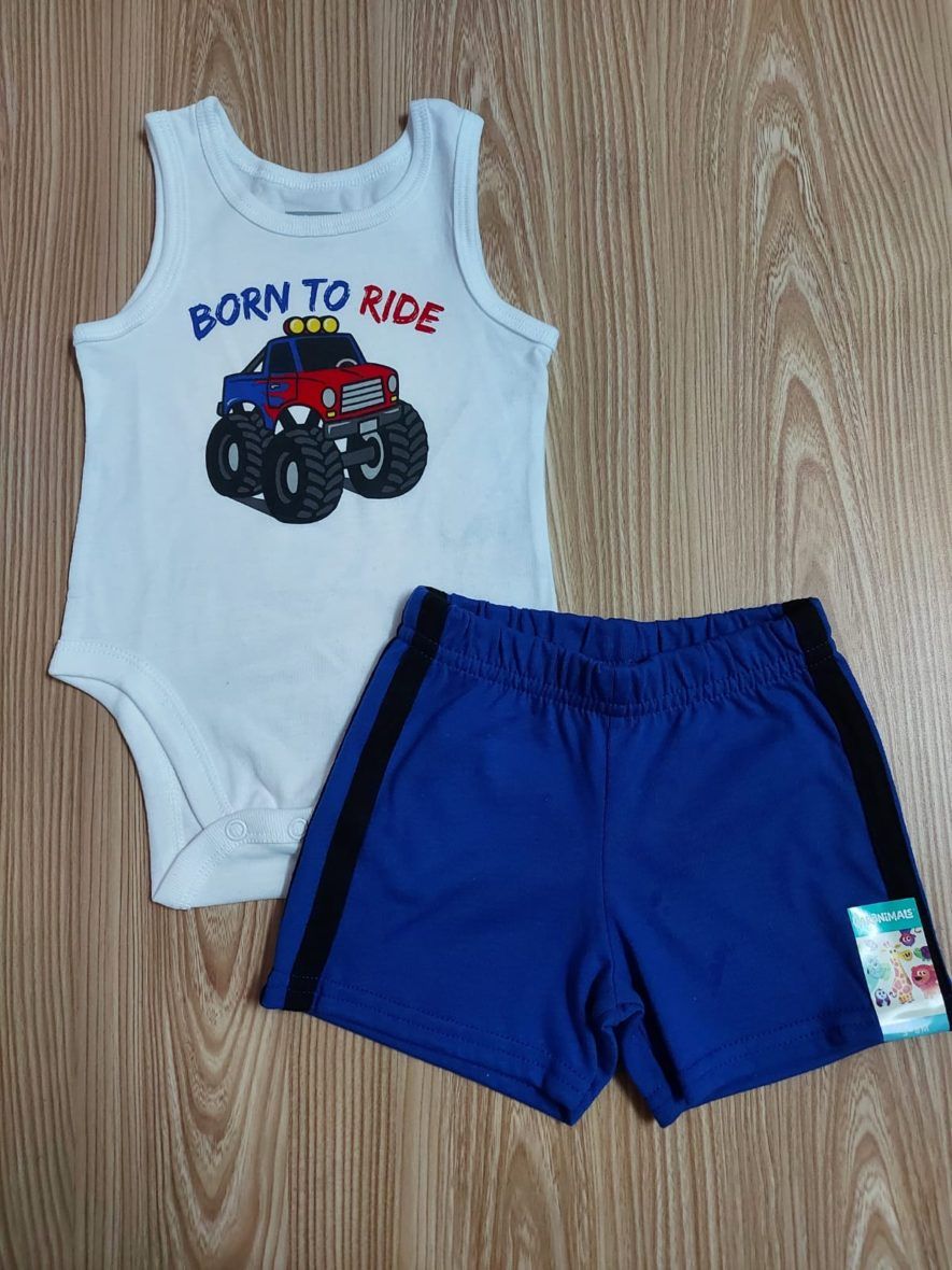 Garanimals Baby Boy Onesie & shorts 2 – Piece Set – Born to Ride