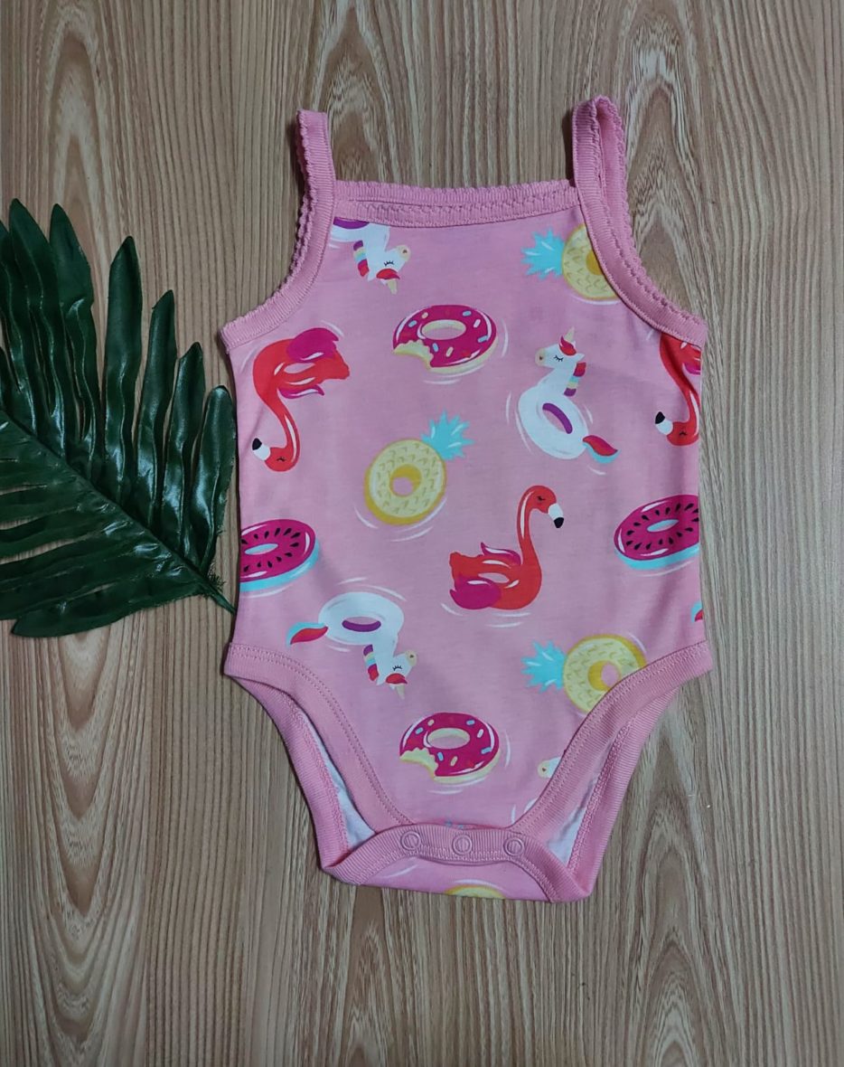 Garanimals Baby Girl Sleeveless Onesie – Pink Flamingo/Donuts