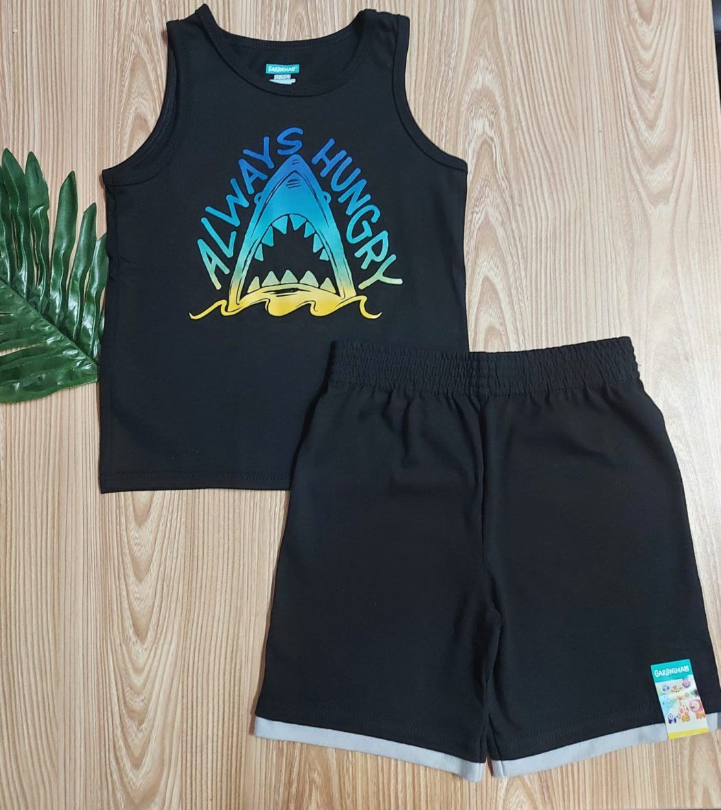 Garanimals Toddler Boys Tank Top & Short 2 – Piece Set – Black/Shark