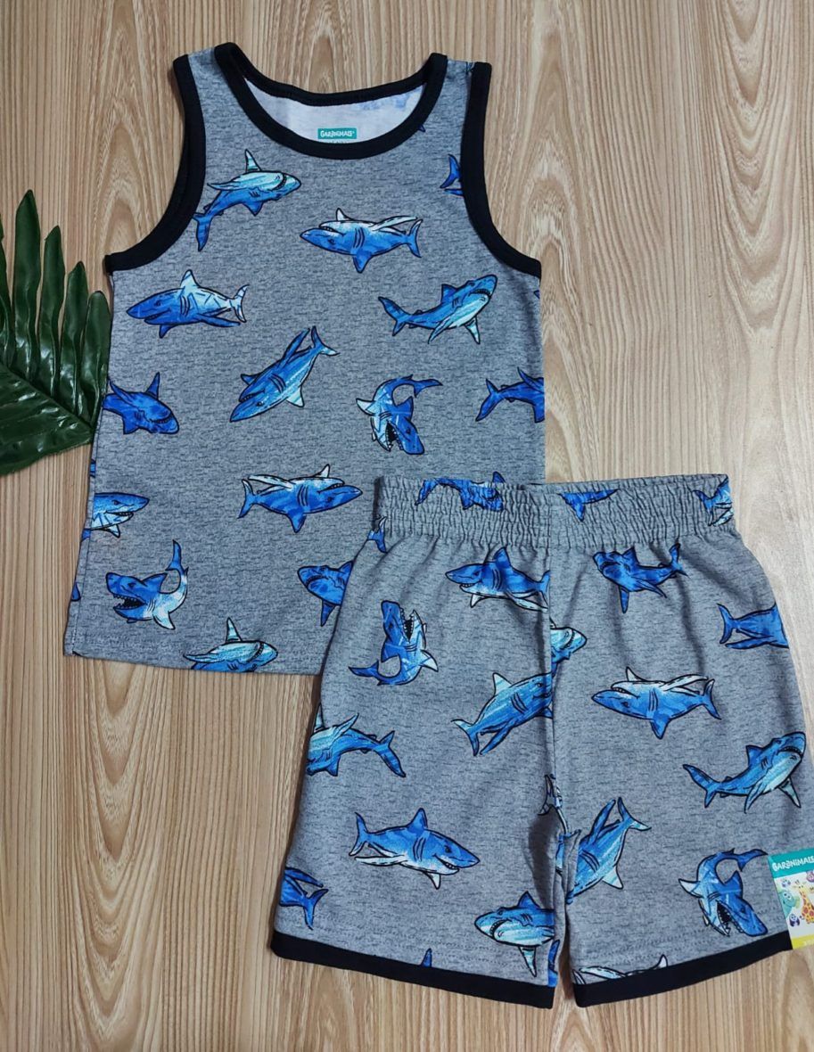 Garanimals Toddler Boys Tank Top & Shorts 2- Piece Set – Grey/Shark