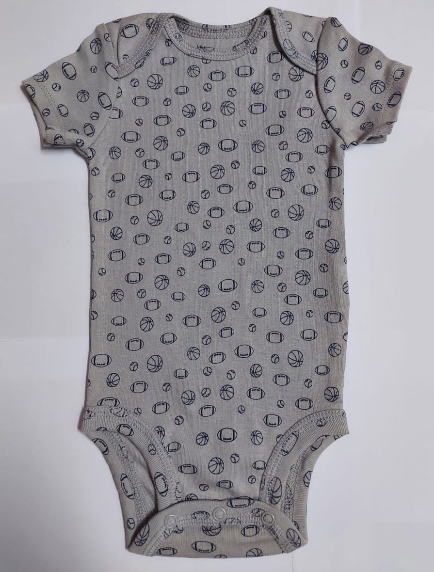 Simple Joy by Carter’s Baby Boy Short Sleeve Onesie – Grey/Basketball