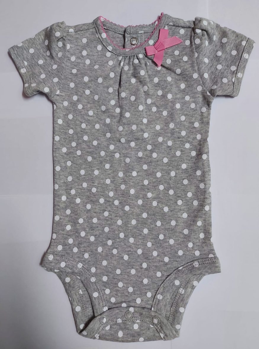 Simple Joy by Carter’s Baby Girl Short Sleeve Onesie – Grey/Pink Bow