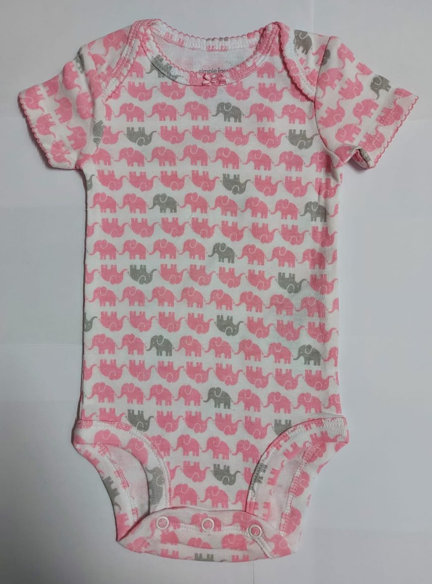 Simple Joy by Carter’s Baby Girl Short Sleeve Onesie – Pink/Elephants