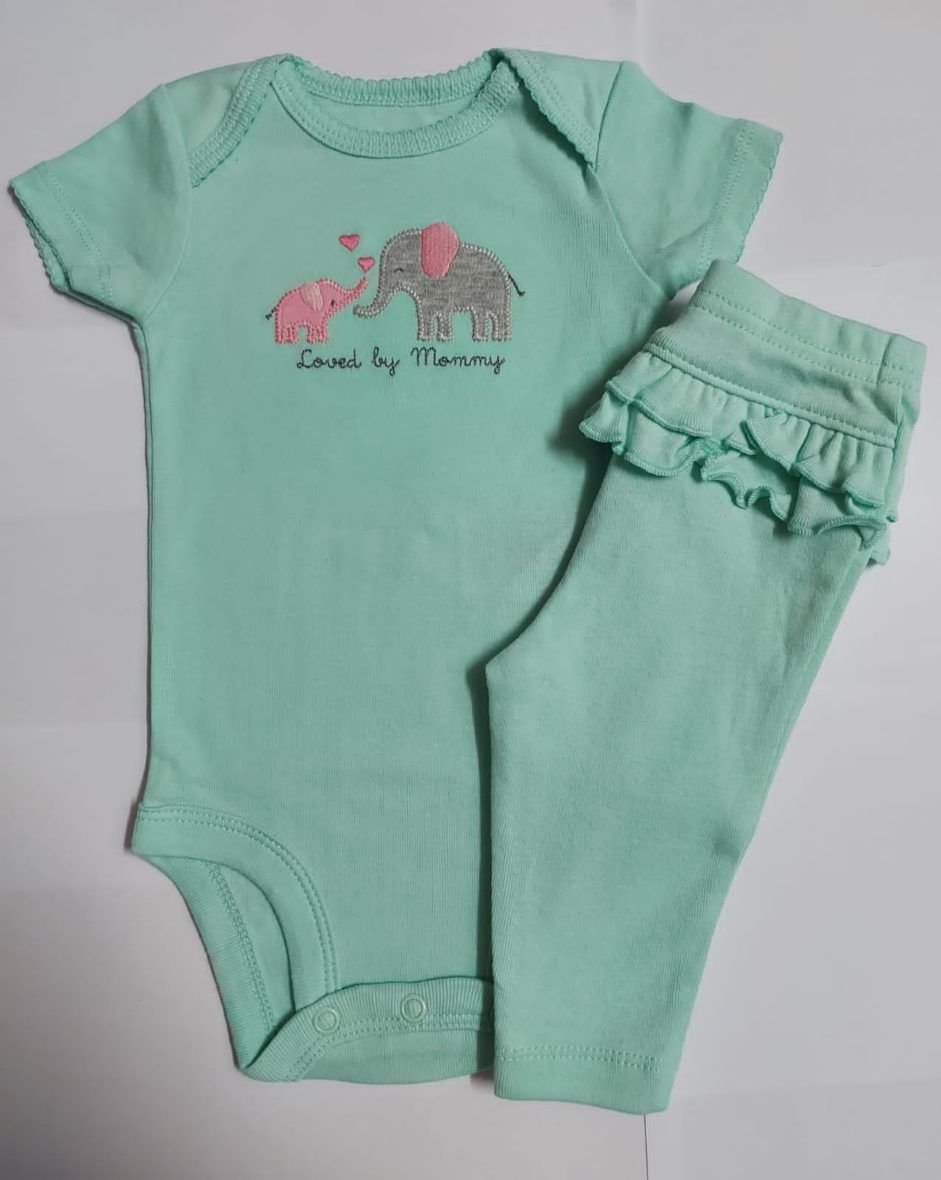 Simple Joy by Carter’s Baby Girl Short Sleeve Onesie & Leggings Set – Loved by Mom