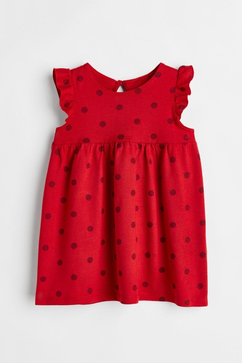 H & M Baby & Toddler Girls Red Polka Dot Ruffle Trimmed Dress