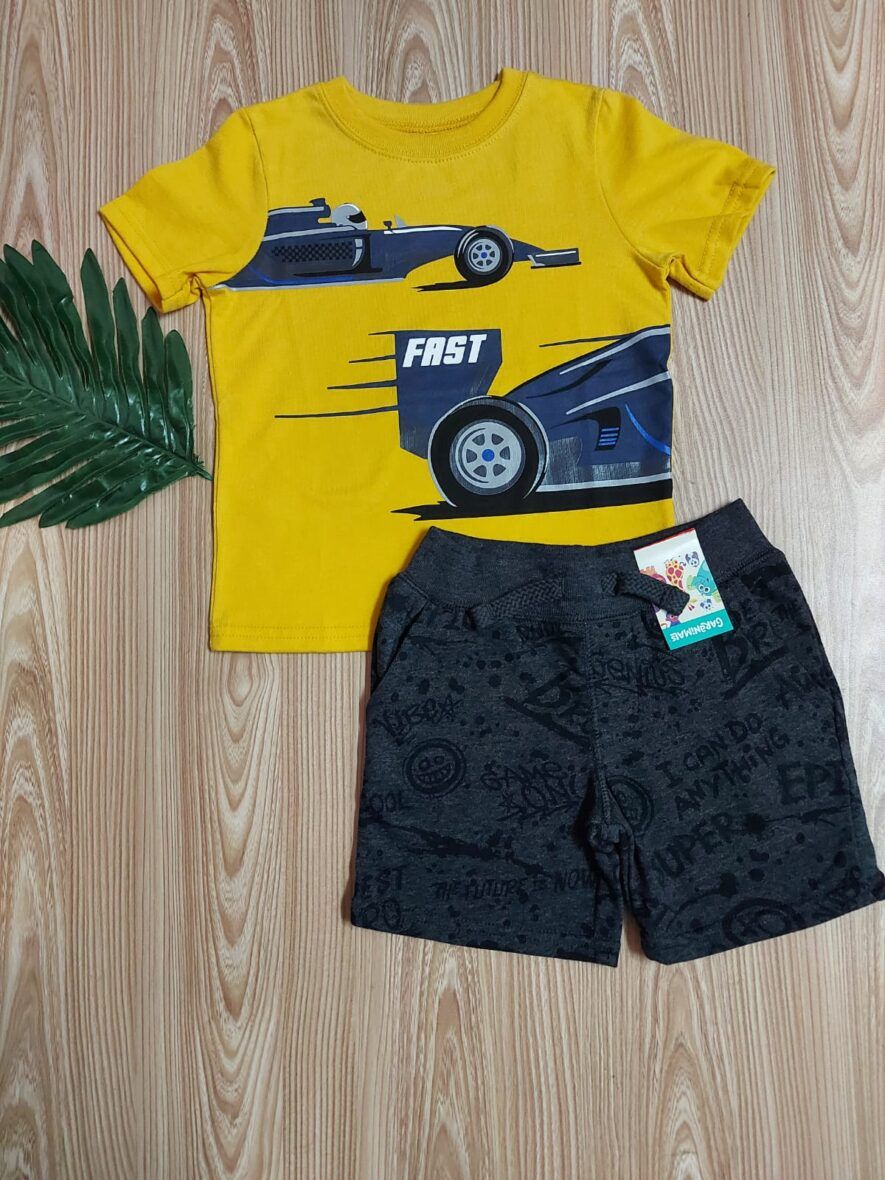 Garanimals Toddler Boy Yellow Race Car Tee & Shorts 2 – Piece Set