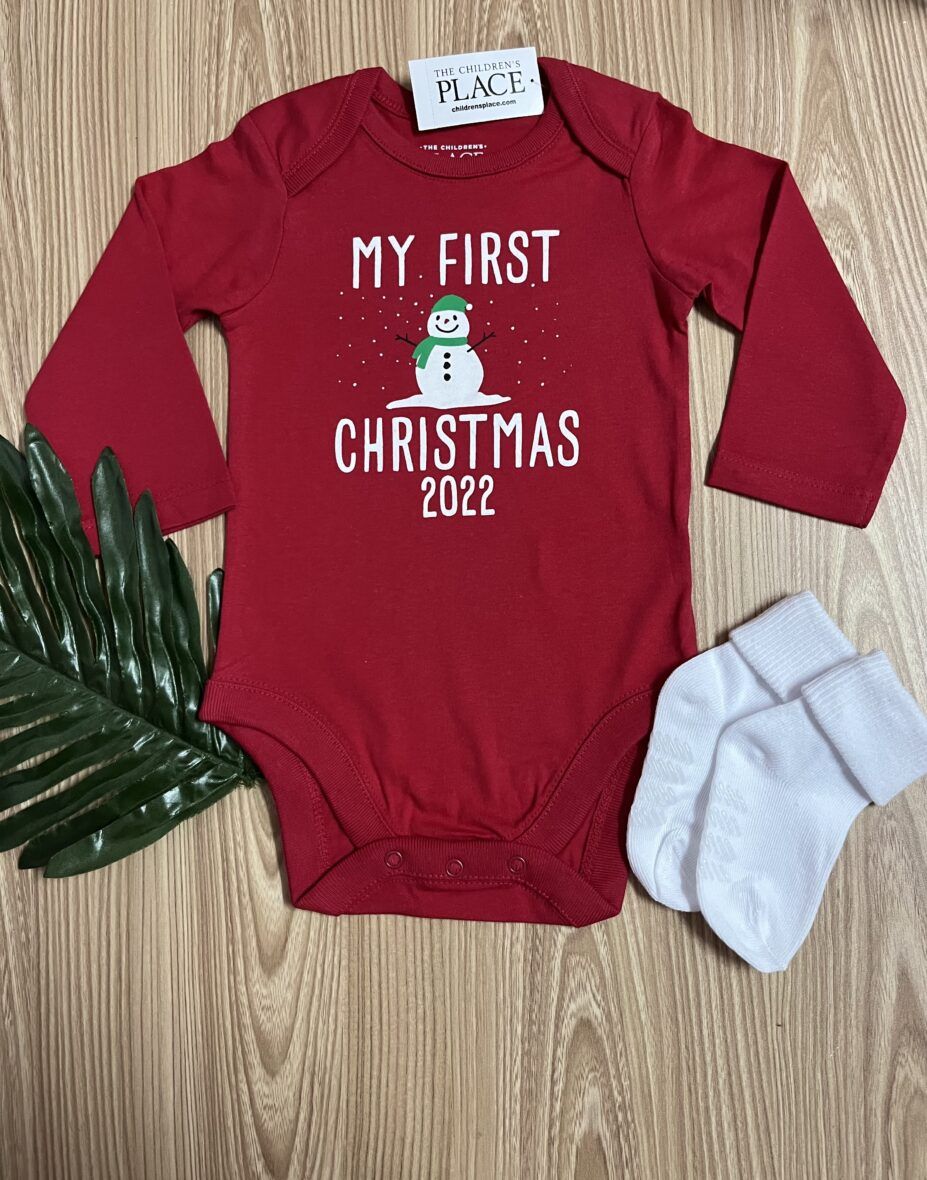 Children’s Place Baby Christmas 2022 Bodysuit & Socks 2 – Piece Set